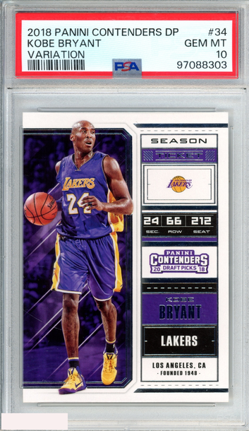 2018 PANINI CONTENDERS DRAFT PICKS KOBE BRYANT #34 VARIATION PSA 10 GEM MT