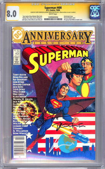SUPERMAN #400 CGC-SS 8.0 SIGNED BY JERRY ROBINSON & BERNIE WRIGHTSON 1984