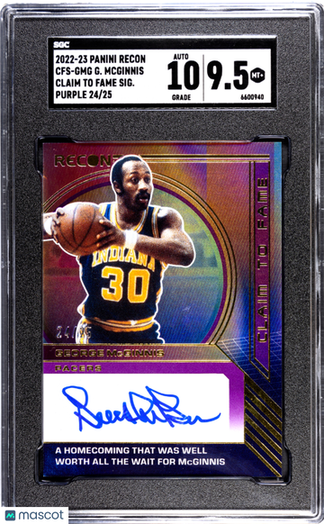 2022 Panini Recon George Mcginnis #CFS-GMG Claim To Fame SIG. Purple SGC 9.5 Auto 10