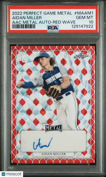 2022 Leaf Metal Perfect Game All-American Class Aidan Miller #MAAM1 Aac Red Wave PSA 10