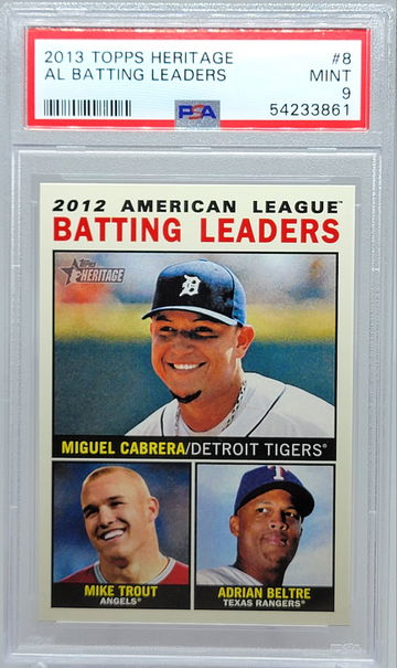 2013 TOPPS HERITAGE #8 AL BATTING LEADERS PSA 9