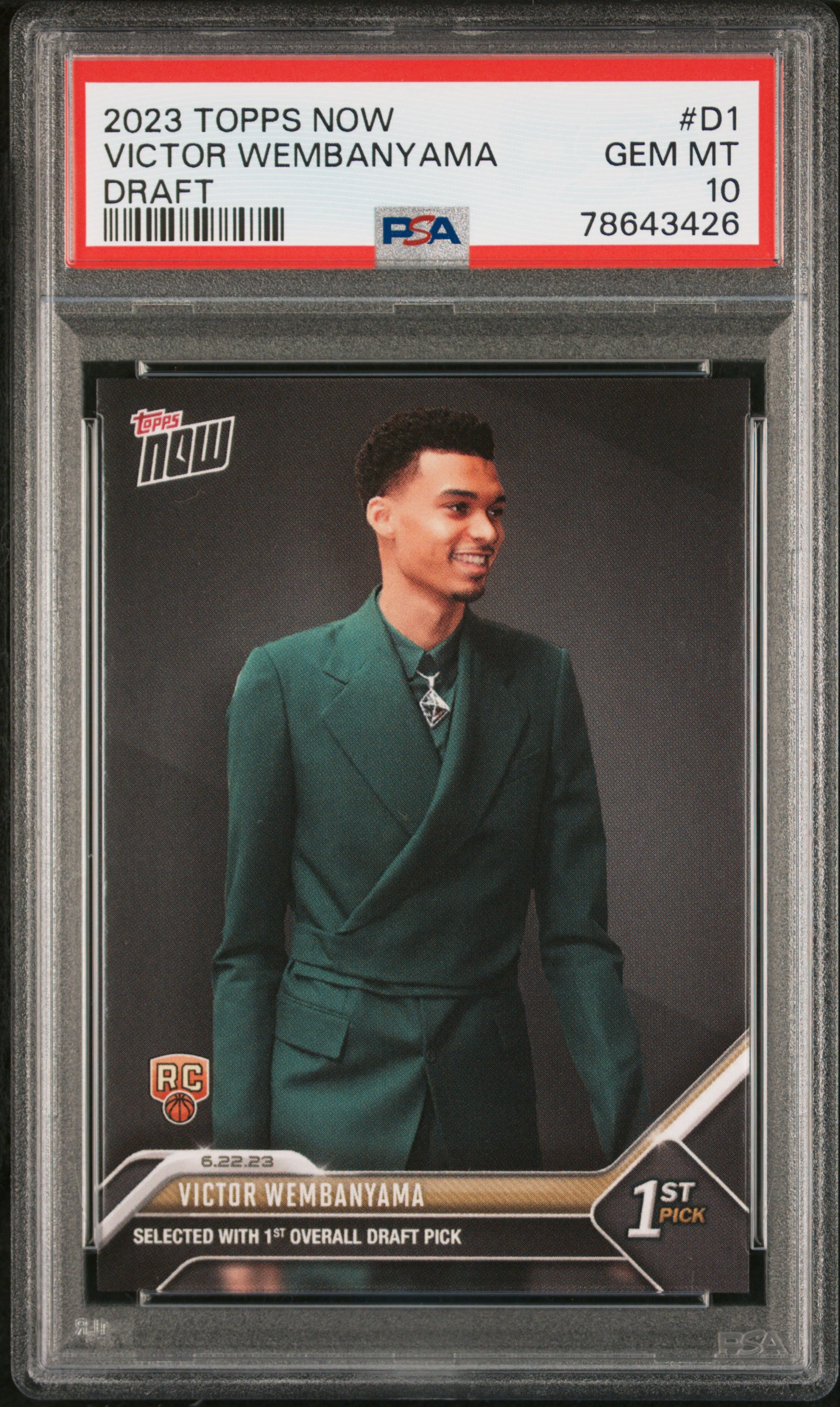 2023 Topps Now Draft #D1 Victor Wembanyama PSA Gem Mint 10