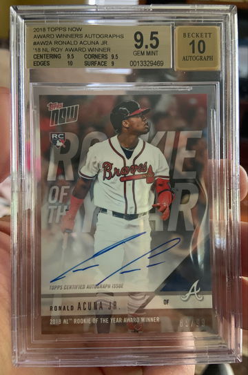 Ronald acuña Jr. 2018 Topps Now award winner autograph rookie BGS 9.5