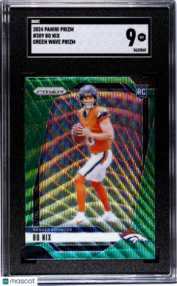 2024 Panini Prizm Bo Nix #309 Green Wave SGC 9