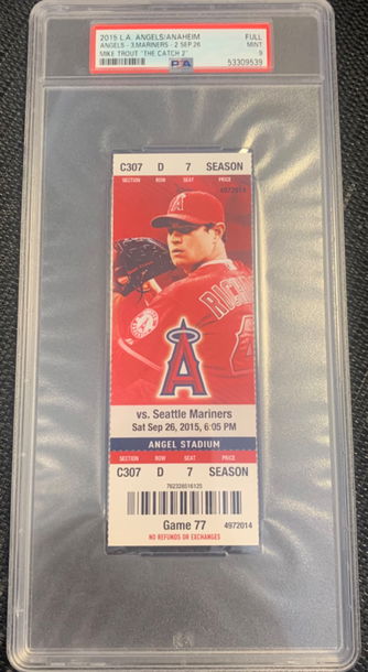 Mike Trout Los Angeles Angels 09/26/2015 The Catch 2  PSA 9