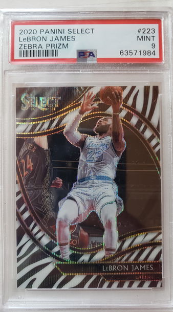 2020 Panini Select Lebron James Zebra Prizm #223 Courtside PSA 9 Mint Pop 1