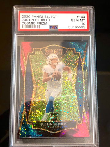 2020 Justin Herbert Select Cosmic Prizm RC PSA 10 Gen Mint Pop 12