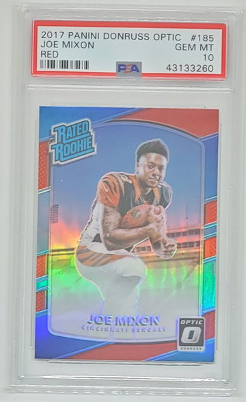 2017 OPTIC JOE MIXON SP RC RED HOLO PRIZM #185 PSA 10 GEM MINT #86/99 SSP POP 4