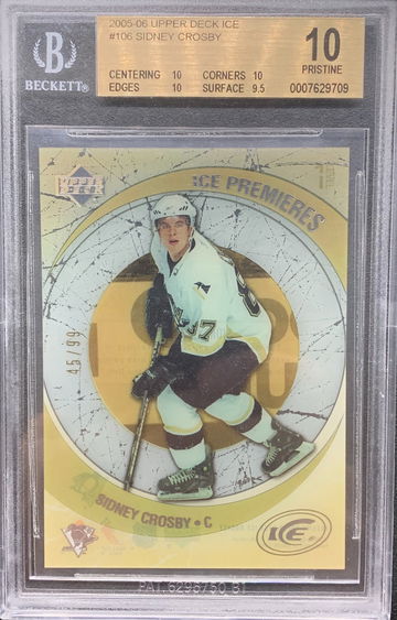 2005-06 Upper Deck Ice Premieres Sidney Crosby RC 45/99 BGS 10 PRISTINE POP 7