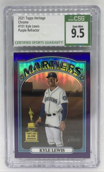 2021 Topps Heritage Kyle Lewis Purple Refractor #101 CSG 9.5
