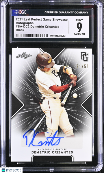 2021 Leaf Perfect Game Showcase Demetrio Crisantes #BA-DC2 Black Autographs CGC 9 Auto 10
