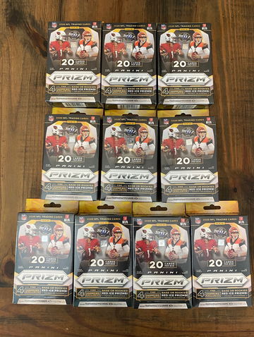 2020 Prizm Football Hanger Box Lot (10) Walmart Red Cracked Ice 20 Cards