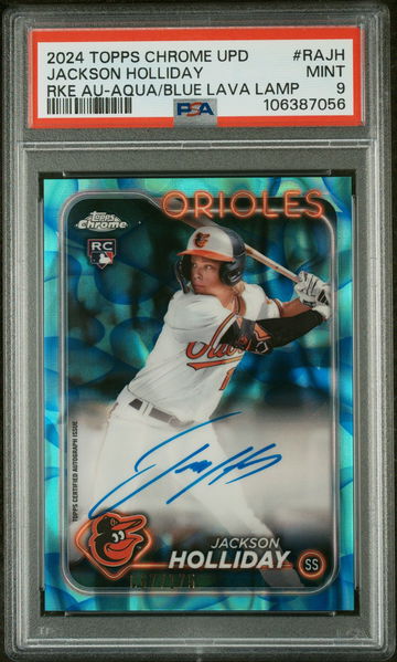 2024 Chrome Update Rookie Autographs Aqua Blue Lava Lamp Refractors Jackson Holliday #RAJH /199 PSA 9