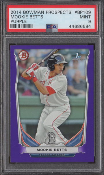 2014 Bowman Prospects Mookie Betts PURPLE PSA 9