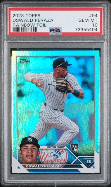 PSA 10 2023 Topps Oswald Peraza Rainbow Foil
