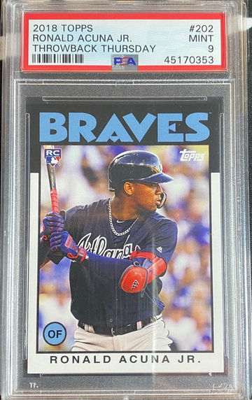 2018 Topps Ronald Acuna RC PSA 9 Throwback Thrusday