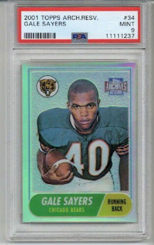2001 TOPPS ARCHIVES RESERVE REFRACTOR #34 GALE SAYERS CHICAGO BEARS PSA 9