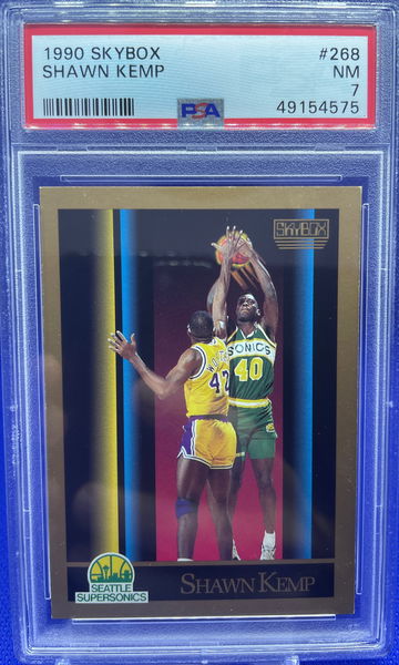 Shawn Kemp 1990 NBA Skybox #268 Rookie RC Seattle Supersonics NM PSA 7