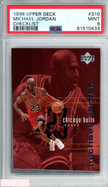 1998 UPPER DECK MICHAEL JORDAN #310 CHECKLIST CHICAGO BULLS HOF PSA 9 MINT