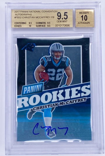 2017 Christian McCaffrey AUTO RC 1/1 POP Panini Convention Auto Rookoe BGS 9.5/10 Nearly Pristine POP 1/1 