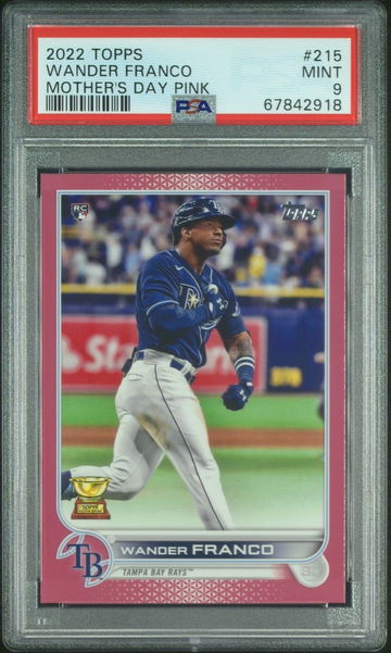 2022 Topps Series 1 Wander Franco Mother’s Day Pink Parallel /50 RC PSA 9 Mint