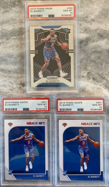 RJ Barrett Lot Panini Prizm(x1 PSA 10), Panini Hoops(x2 PSA 10