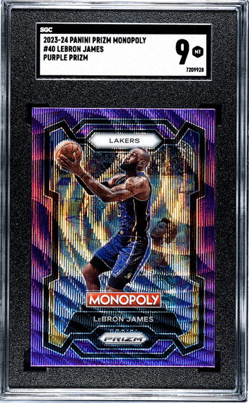 2023-24 Panini Prizm Monopoly #40 Lebron James Purple Prizm SGC 9