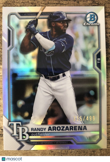 RANDY AROZARENA 2021 Bowman Chrome #66 Refractor SP Short Print #315/499 TB Rays