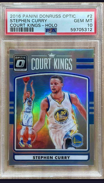 2016-17 Donruss Optic Holo Prizm Court Kings #2 Stephen Curry Warriors PSA 10