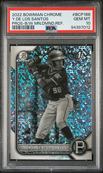 2022 Bowman Chrome B/W Mini Diamond Yordany de Los Santos #BCP166 PSA 10
