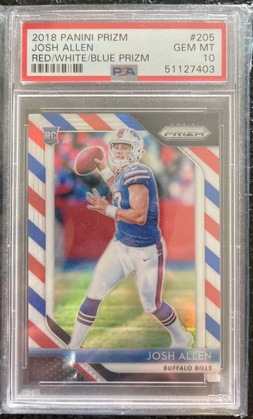 JOSH ALLEN PRIZM RED WHITE BLUE PSA 10