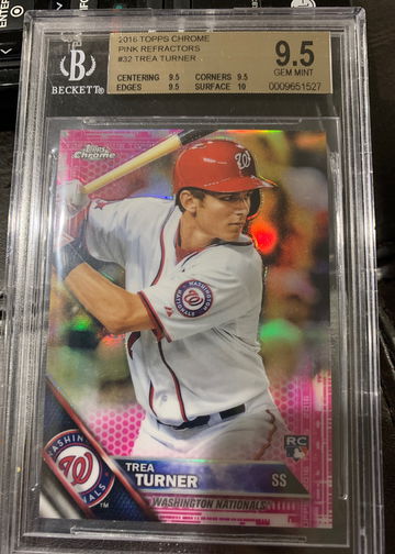 2016 Topps Chrome Pink Refractor Trea Turner bgs 9.5 with 10  true gem mint +