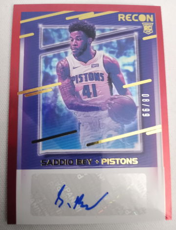 2020-21 Recon Saddiq Bey Red Rookie Recon Auto Autograph RC #08/99 Near Mint-Mint Detroit Pistons Atlanta Hawks