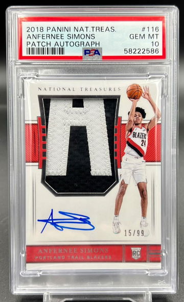 Anfernee Simons 2018 Panini National Treasures #116 rookie patch auto /99 psa 10