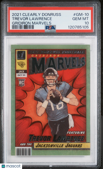 2021 Panini Clearly Donruss Gridiron Marvels Trevor Lawrence #GM-10 PSA 10