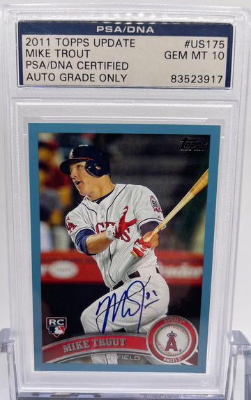 Stunning One of a Kind High-End 2011 Topps Update Mike Trout Blue Border Walmart Autograph PSA/DNA 10 Gem Rookie Card