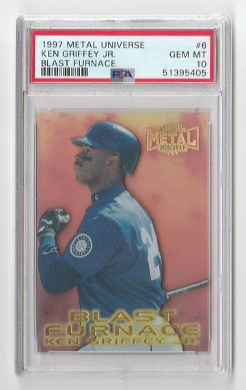 PSA 10 GEM MINT 1997 METAL UNIVERSE KEN GRIFFEY JR BLAST FURNACE #6