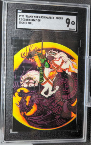 1995 Island Vibes Bob Marley Legend #2 Confrontation Etched Foil PSA 9