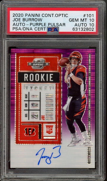 2020 Joe Burrow Contenders Optic Auto Purple Pulsar 09/21 