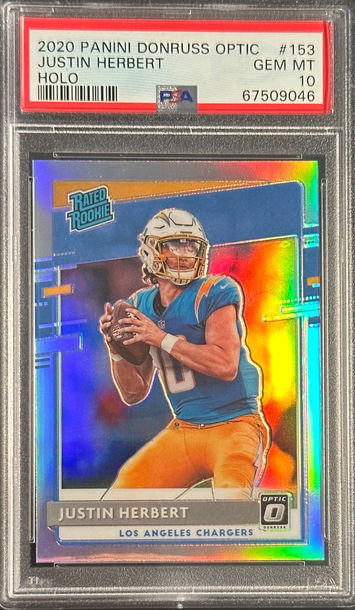 2020 Panini Donruss Optic Justin Herbert Silver Holo Prizm Rookie RC PSA 10
