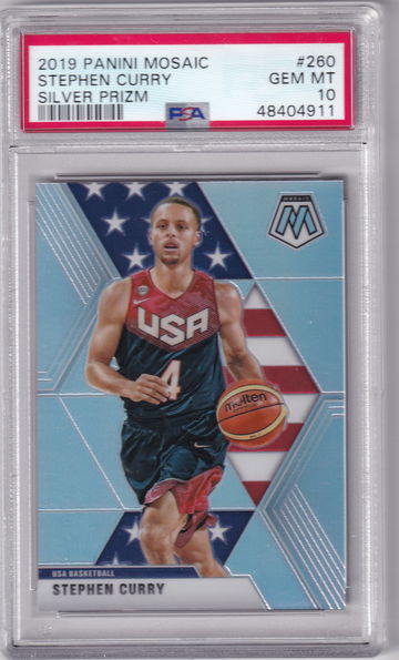 2019 Panini Mosaic Stephen Curry Team USA Silver Prizm #260 PSA 10