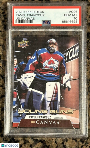 2020 UD Young Guns Canvas Pavel Francouz RC PSA 10 Gem Mint #C96 avalanche