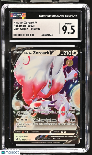 2022 Pokémon Lost Origin Hisuian Zoroark V Holo CGC 9.5 #146/196