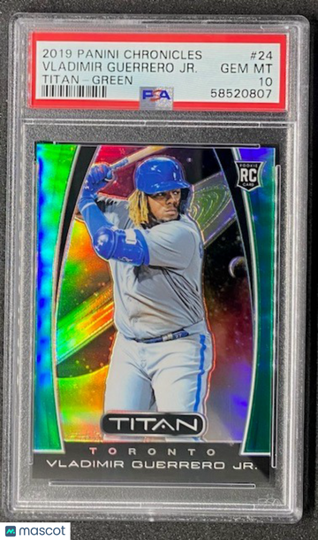 Vladimir Guerrero Jr 2019 Panini Chronicles Titan Green #24 Rookie RC /50 PSA 10