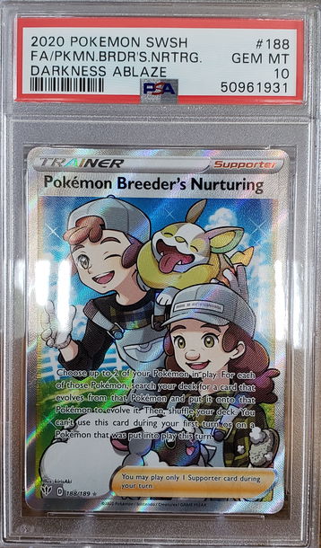 2020 Pokemon Darkness Ablaze Pokemon Breeders Nurturing Full Art PSA 10 Gem-Mint