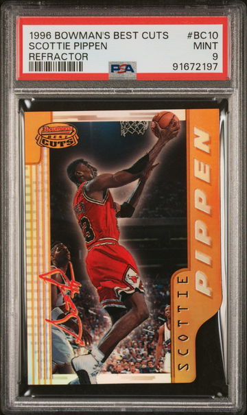 1996 BEST SCOTTIE PIPPEN BOWMAN'S CUTS REFRACTOR #BC10 PSA 9