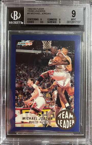 1992 FLEER TEAM LEADERS MICHAEL JORDAN #4 BGS 9