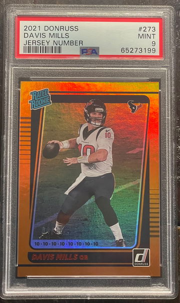 2021 Donruss Davis Mills Jersey Number 04/10 PSA 9