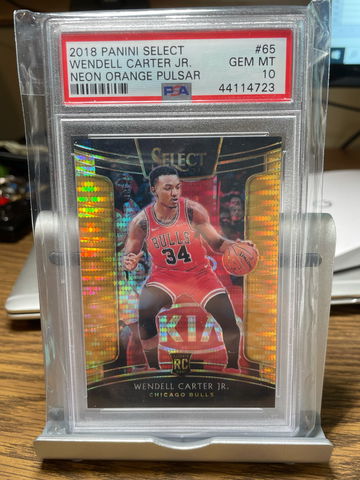 2018 Wendell Carter Jr. Panini Select RC Neon Orange Pulsar / 13 PSA 10