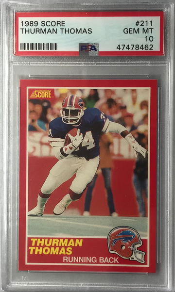 Thurman Thomas Rookie 1988 Score #211 - PSA 10 Gem Mint